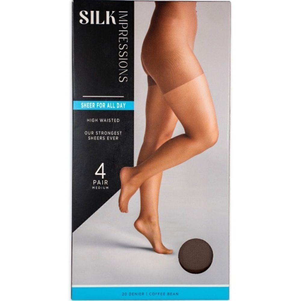 Silk Impressions Sheer to Waist Pantyhose Nylon Sock 2, 4-Packs Size XXL - Picture 5 of 8